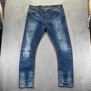 Rutherford 3D ARC Technology Jeans Mens 40x34 Blue Graffiti Denim Straight Faded